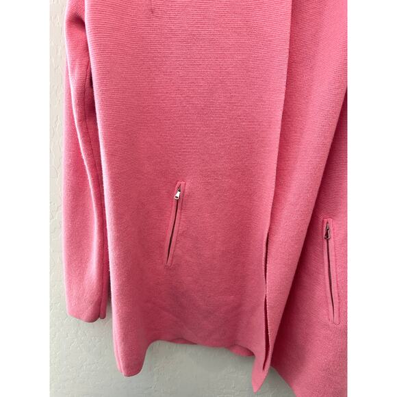 TALBOTS | Merino Wool Open Front Cardigan Pink Pocket Sweater Jacket | Medium - Picture 4 of 7